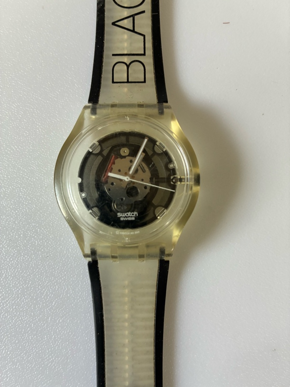 SWATCH-Swiss Made Vintage "Black" Clear Band Swatch AG 2005 Working Watch #604